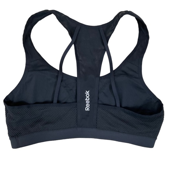 Reebok Support Black Athletic Mesh Back Racerback Bra size Medium - Picture 7 of 8